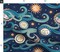 Abstract Whimsical Celestial Sun Moon Mystical Stars Clouds Night Sky Blue Yellow Eclectic 90S Modern Folk Art Novelty Bohemian Custom Printed Fabric by Spoonflower Various Fabrics by the Yard or Fat Quarter